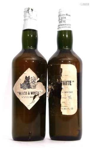 Black & White whisky (James Buchanan & Son) 2 bottles, (traces of labels only remaining on both