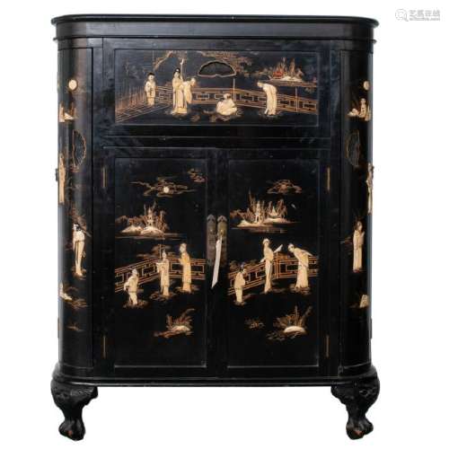 Antique Chinese Lacquered Bar Cabinet