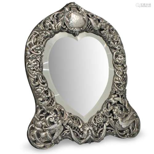 Sterling Silver Repousse Vanity Mirror