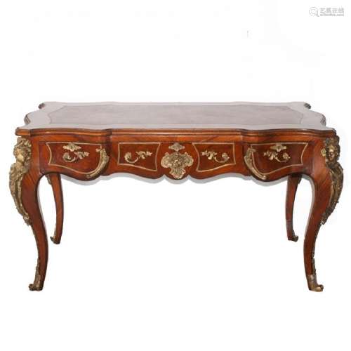 Louis XV Style Walnut & Dore Bronze Desk
