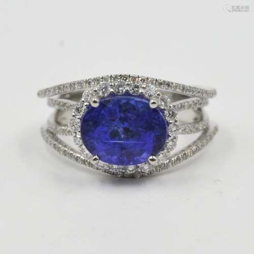 Platinum, Tanzanite and Diamond Ring