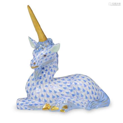 Herend Porcelain Blue Fishnet Unicorn