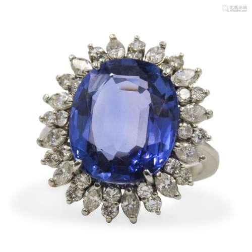 8.49ct Natural Sapphire and Diamond Ring