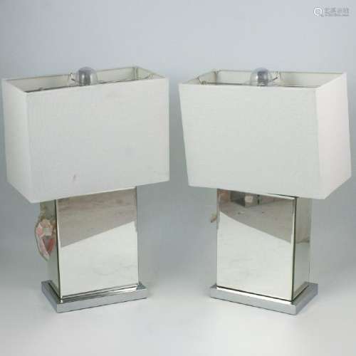 Pair of Contemporary Mirrored Table Lamps