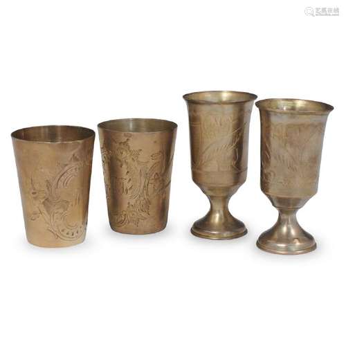 (4 Pc) Russian 84 Silver Shot Glasses