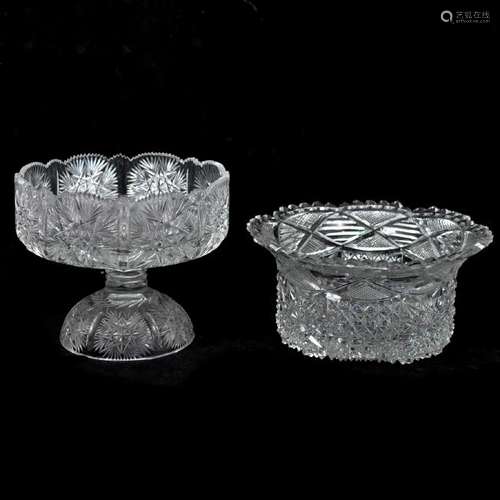 (2 Pc) American Brilliant Cut Glass Table Articles