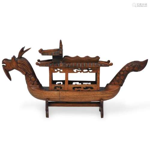 Chinese Wood Carved Dragon Boat