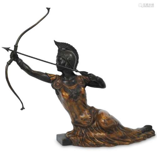 Art Deco Style Warrior Goddess Bronze Sculpture