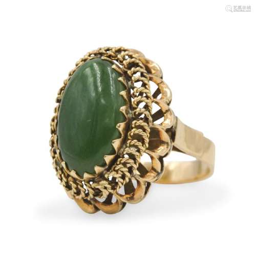 14K Gold and Jade Ring