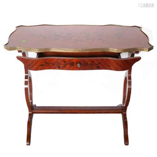 Antique Marquetry Inlaid Wood Writing Table