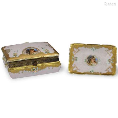 (2 Pc) Porcelain Dresser Box