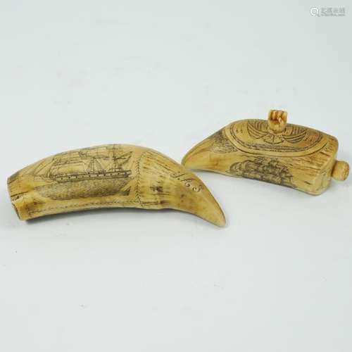 (2 Pc) Scrimshaw Walrus Resin Teeth