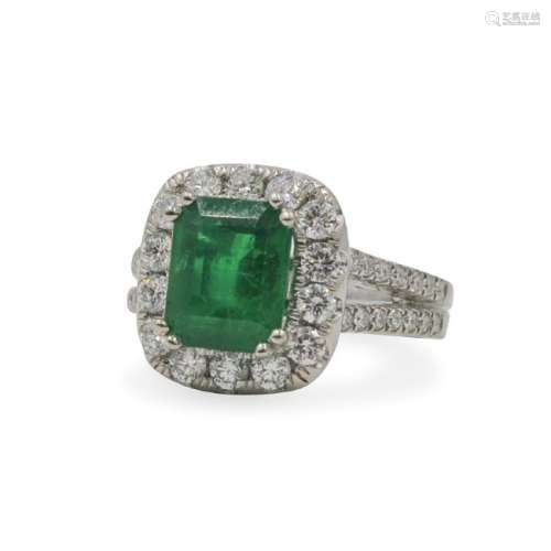GIA Cert. Emerald and Platinum Ring
