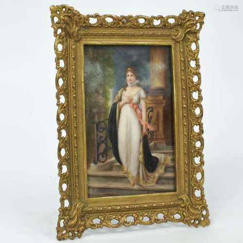 Framed KPM Style Porcelain Plaque