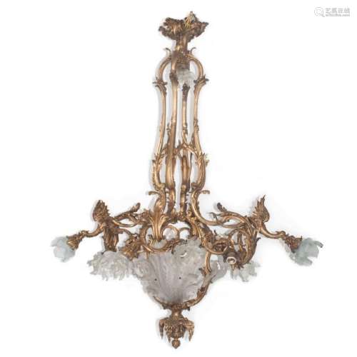 Large Antique French Dore Bronze Chandelier