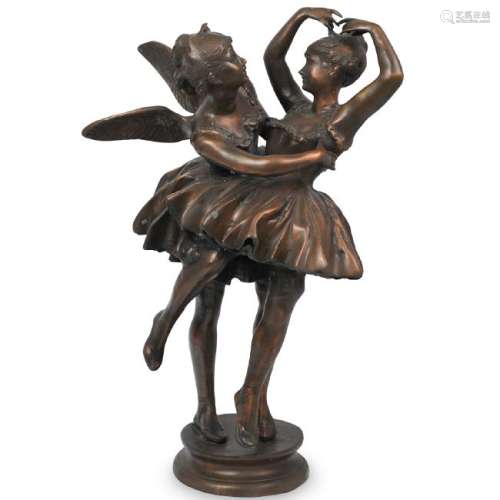 Patinated Sculpture of Winged Ballerinas
