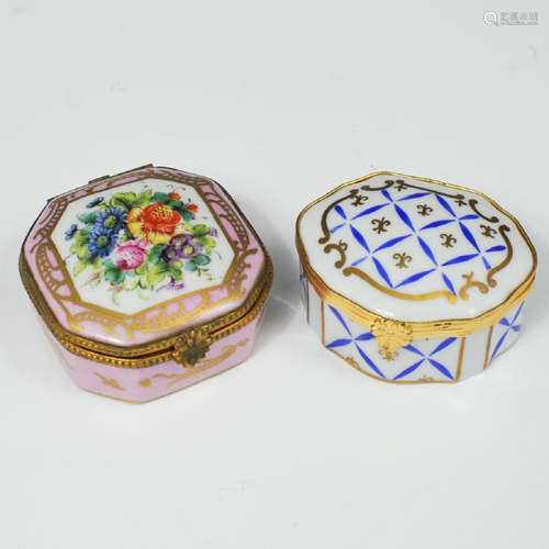 (2 Pc) Limoges Porcelain Trinket Boxes