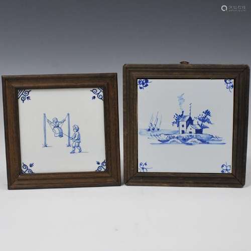 Pair of Delft Blauw Tiles