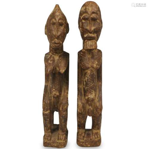 (2 Pc) African Wood Carved Sculptures