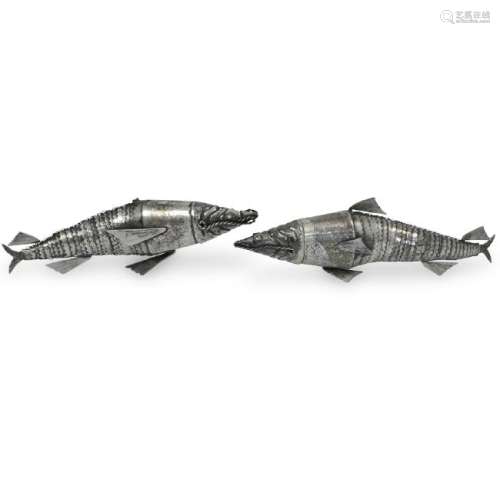 Pair of Egyptian .900 Silver Articulated Fishes