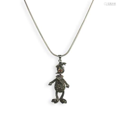 Sterling Silver Donald Duck Charm Necklace