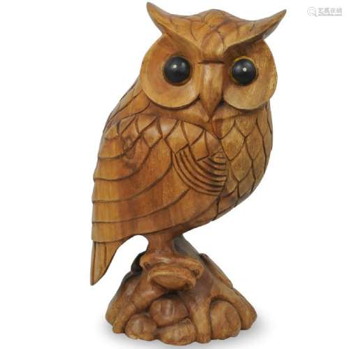 Wood Carved Owl Figurine