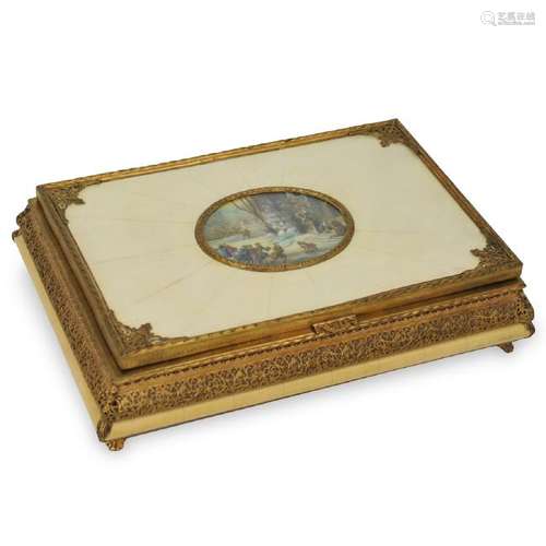 Gilt Brass Jewelry Casket Box