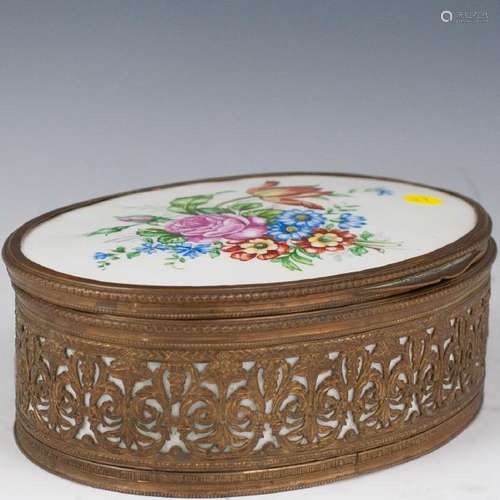 Antique French Porcelain & Bronze Box