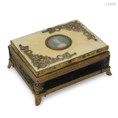 Gilt Brass Jewelry Casket Box
