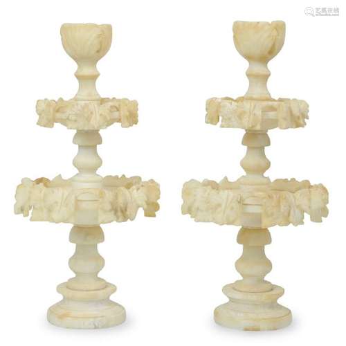 Pair of Alabaster Candelabra