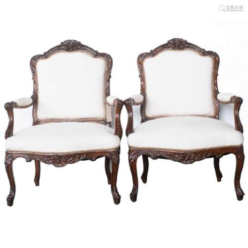 Antique Carved Wooden Arm Chairs