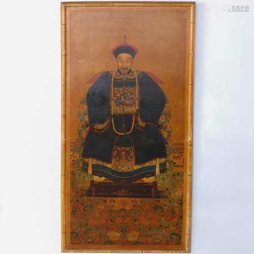 Chinese Lacquer Portrait of Emperor