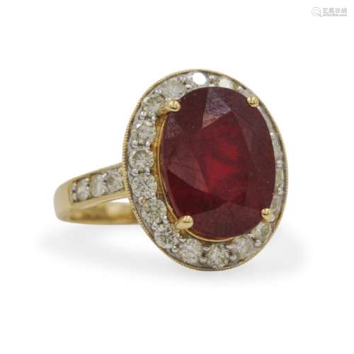 14k Gold, Ruby and Diamond Ring