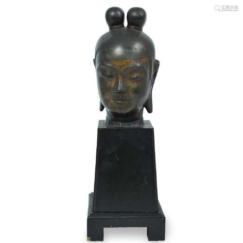 Japanese Bronze Head of a Woman