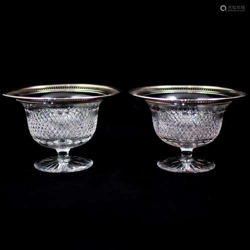 Pair of Sterling and Crystal Bomboniere Dishes