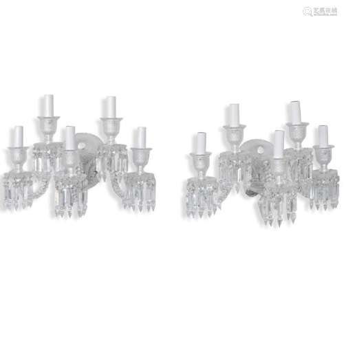 Pair of Baccarat Crystal Wall Sconces