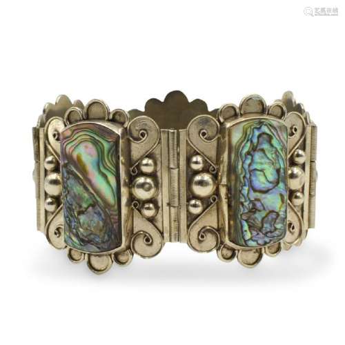 Mexican Silver and Abalone Bracelet