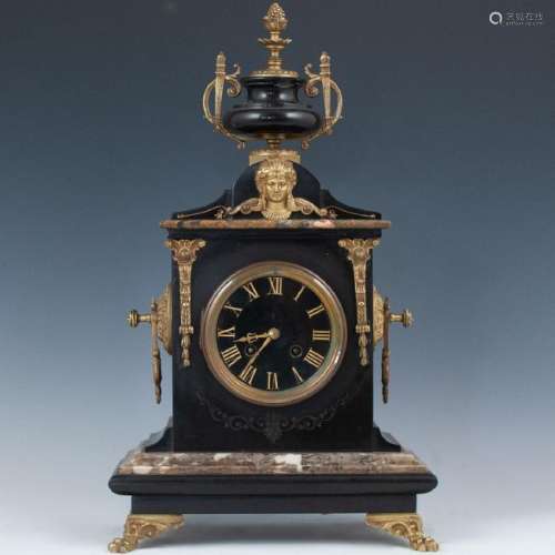 Antique Slate & Dore Bronze Mantle Clock
