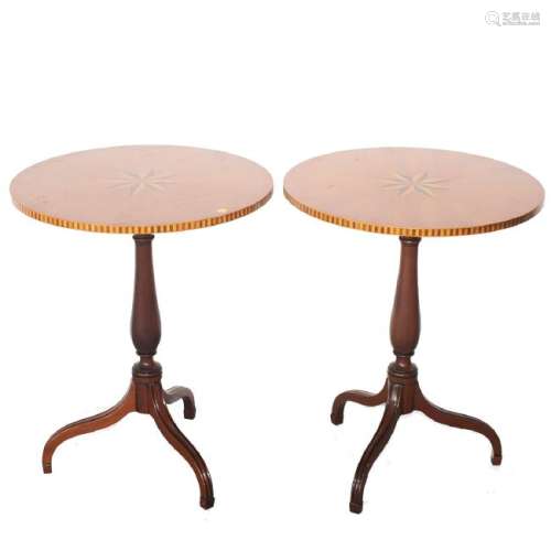 Antique Marquetry Inlaid Round Tables