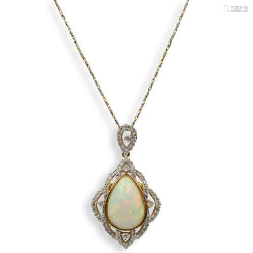14k Gold and Opal Chain Necklace