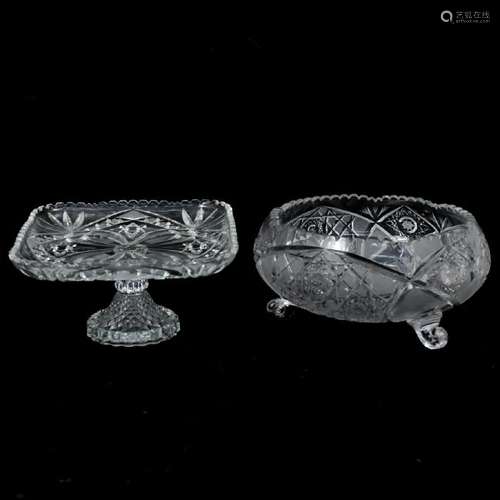 (2 Pc) American Brilliant Cut Glass Table Articles