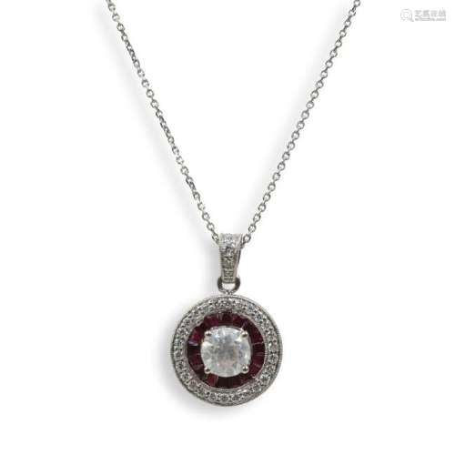 Platinum, Ruby and Diamond Chain Necklace