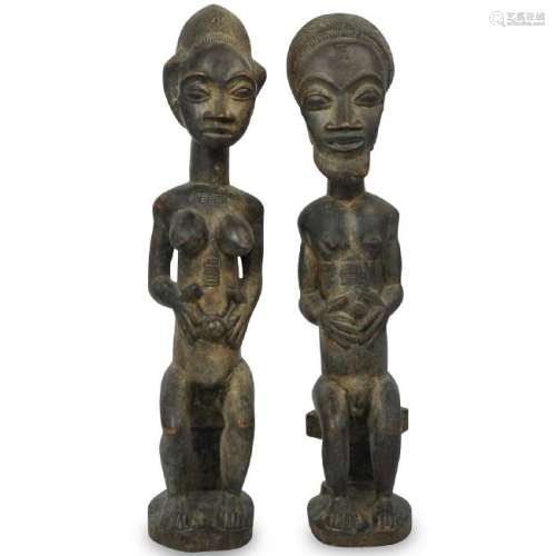(2 Pc) African Wood Carved Sculptures