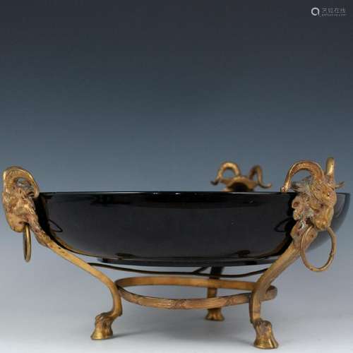 Louis XVI Style Dore Bronze Mounted Porcelain Center