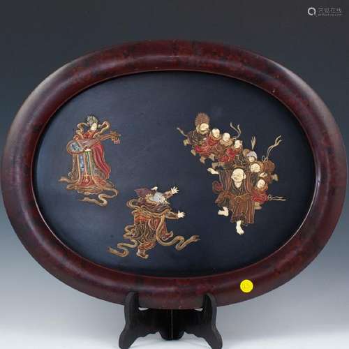 Antique Chinese Lacquered Wood Panel