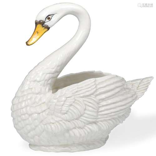 Italian Porcelain Swan Planter