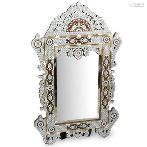 Syrian Mother of Pearl Inlay Wood Wall Mirror