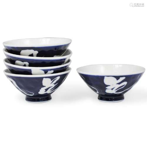 (5 Pc) Chinese Porcelain Rice Bowls
