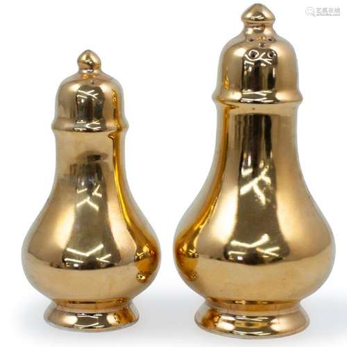 Pair of Porcelain Gilded Salt and Pepper Shakers