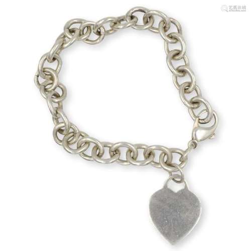 Sterling Silver Heart Tag Bracelet